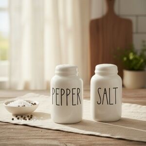 Truu Design White Ceramic Salt and Pepper Shakers Farmhouse